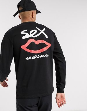 Черный лонгслив с логотипом Sex Skateboards