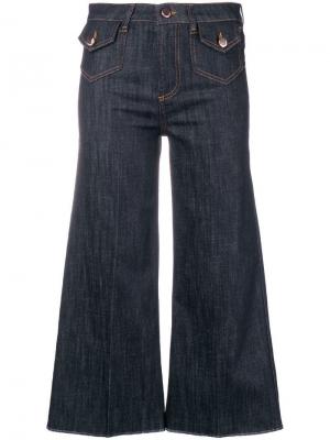 Укороченные широкие джинсы Red Valentino. Цвет: синий