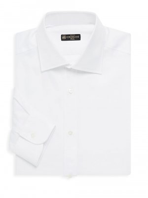 Хлопковая классическая рубашка с длинными рукавами , белый Corneliani