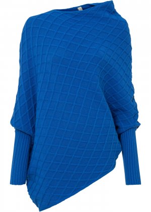 Пуловер с рукавами летучая мышь bonprix. Цвет: синий