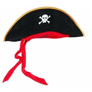 Шляпа пирата Пиратская треуголка с красной лентой черепом Happy Pirate. Цвет: красный