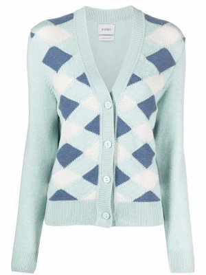 Argyle knit V-neck cardigan Barrie. Цвет: зеленый