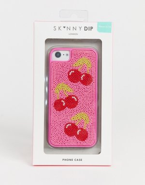 Чехол для iphone PLUS 6/6S/7/8 с бисером -Розовый Skinnydip