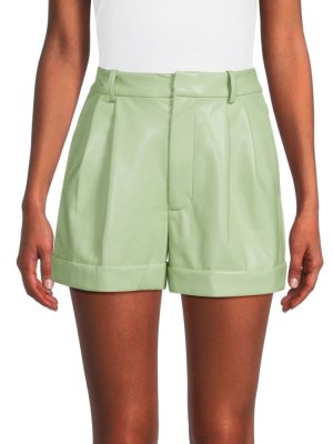 Плиссированные шорты Conry из веганской кожи , цвет Green Tea Alice + Olivia