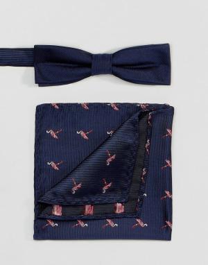 Комплект из галстука-бабочки и платка для нагрудного кармана Peter Wer Werth. Цвет: синий