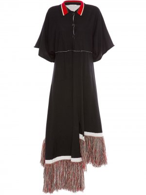 Трикотажное платье-поло с бахромой JW Anderson. Цвет: черный
