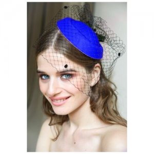 Шляпка с вуалью, вуалетка, вуалетка ярко синяя, шляпка, заколка, женская, вечерняя ободок Diana Pavlovskaya. Цвет: голубой/синий