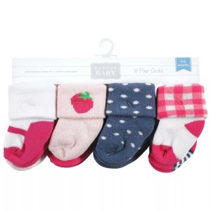 Хлопковые носки Hudson для новорожденных девочек и махровые носки, розовая клубника Baby