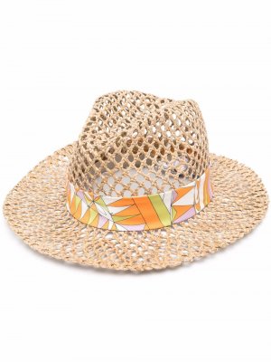Соломенная шляпа с принтом Bandierine Emilio Pucci. Цвет: коричневый