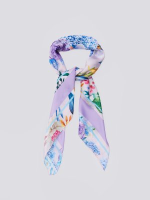 Атласный платок с рисунком zolla. Цвет: лиловый