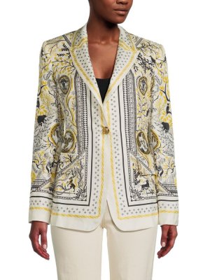Шелковый пиджак с принтом , цвет Cream Gold Roberto Cavalli