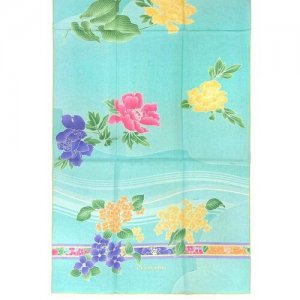 Модный бирюзовый палантин с цветами 813469 Leonard. Цвет: голубой