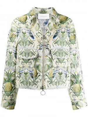 Куртка-рубашка с тропическим принтом Cédric Charlier. Цвет: бежевый