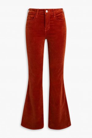 Расклешенные брюки из бархата с добавлением хлопка L'AGENCE, красный L'AGENCE