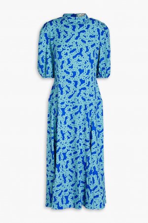 Платье миди из крепдешина с принтом Nella Diane Von Furstenberg, синий Furstenberg
