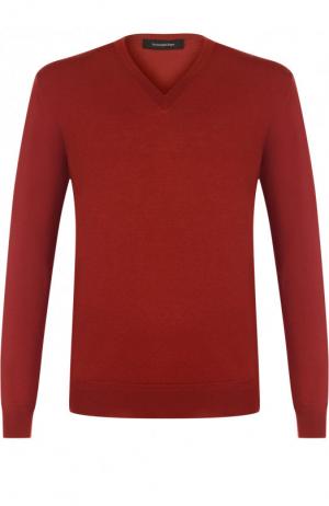 Пуловер тонкой вязки из смеси шерсти и кашемира Ermenegildo Zegna. Цвет: красный