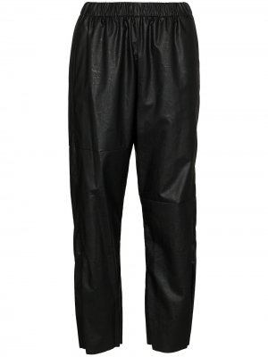 Спортивные брюки из искусственной кожи MM6 Maison Margiela. Цвет: черный