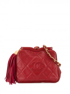 Поясная сумка с логотипом СС и бахромой Chanel Pre-Owned. Цвет: красный