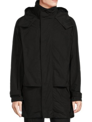 Многослойное пальто с капюшоном и логотипом, черный Dsquared2