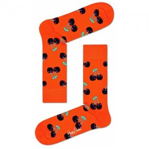 Носки унисекс , 1 пара, классические, размер универсальный, оранжевый Happy Socks. Цвет: оранжевый