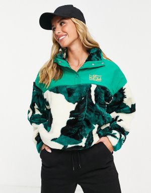 Свободный пуловер из флиса с воротником на молнии и пальмовым принтом Huf-Разноцветный HUF