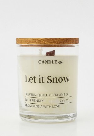 Свеча ароматическая Candle Me LET IT SNOW / Пусть идет снег, с деревянным фитилем. Цвет: белый