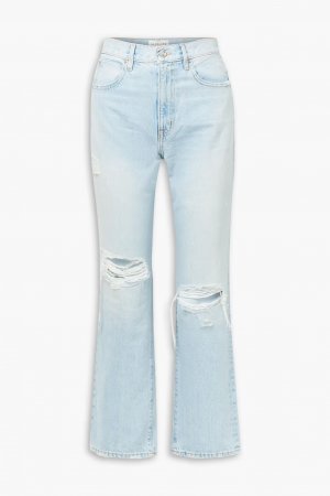 Укороченные джинсы прямого кроя с высокой посадкой и потертостями London Slvrlake, легкий деним SLVRLAKE