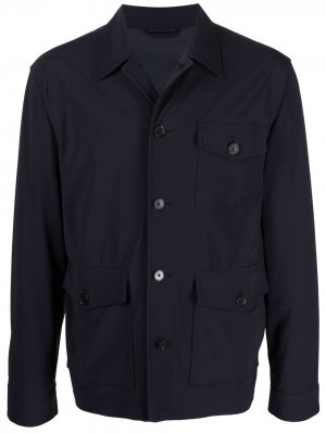 Куртка-рубашка на пуговицах Traiano Milano. Цвет: синий