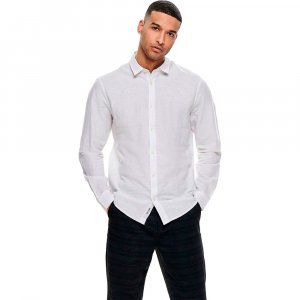 Рубашка с длинным рукавом Caiden Life Solid Linen, белый Only & Sons