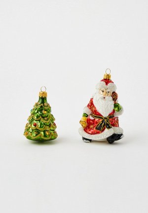 Набор елочных игрушек Грай Дед Мороз с ёлкой. Цвет: разноцветный