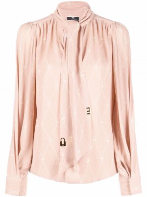 Neck-tied fitted blouse Elisabetta Franchi. Цвет: розовый
