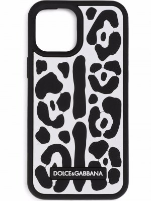 Чехол для iPhone 12 Pro Max с леопардовым принтом Dolce & Gabbana. Цвет: белый