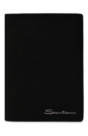 Кожаная обложка для паспорта Santoni. Цвет: чёрный
