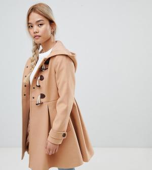 Расклешенный дафлкот ASOS DESIGN Petite-Коричневый Petite