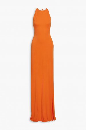 Платье из джерси с открытой спиной и воротником-халтер бриара HALSTON, оранжевый Halston