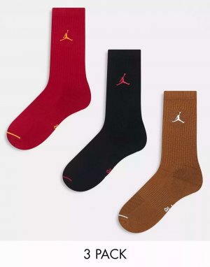 3 пары носков на каждый день красного, коричневого и черного цветов Jordan