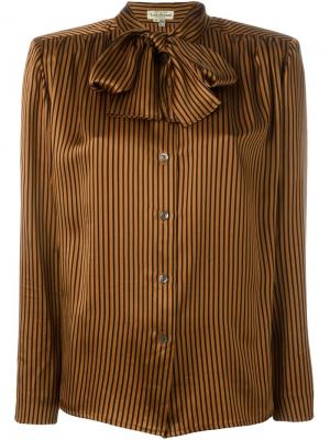 Полосатая блузка с мягким бантом Louis Feraud Vintage. Цвет: коричневый