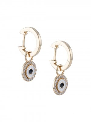 14kt yellow gold Evil Eye diamond charm earrings Sydney Evan. Цвет: золотистый