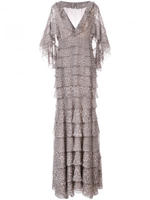 Платье-кейп с леопардовым принтом J. Mendel. Цвет: коричневый