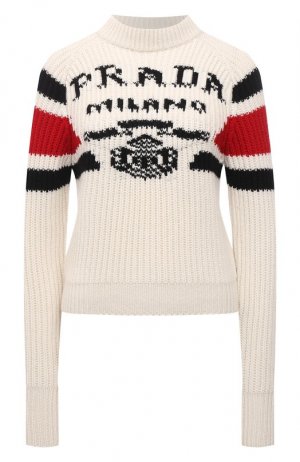 Кашемировый свитер Prada. Цвет: кремовый