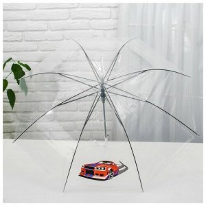 Зонт детский «Машинка» прозрачный 90 см Mikimarket