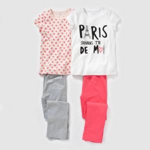 2 пижамы из джерси с принтом, 10-16 лет R édition. Цвет: белый + розовый