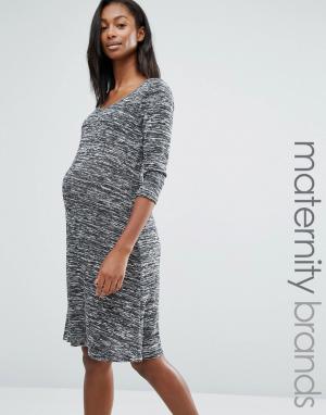 Короткое приталенное платье для беременных Mamalicious Mama.licious. Цвет: серый