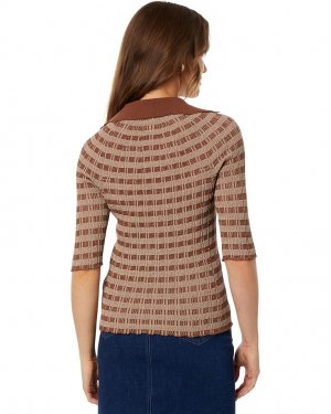 Свитер Striped Polo Sweater, цвет Toffee/Beige Rosetta Getty