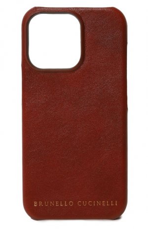 Кожаный чехол для iPhone 13 Pro Brunello Cucinelli. Цвет: коричневый