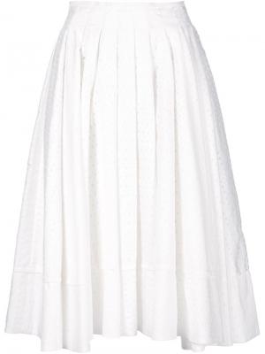Перфорированная юбка-миди Brock Collection. Цвет: белый