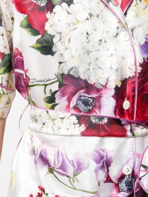 Блузка в пижамном стиле с поясом Dolce & Gabbana. Цвет: розовый
