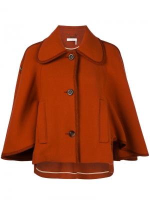 Классическое пальто-кейп Chloé. Цвет: жёлтый и оранжевый