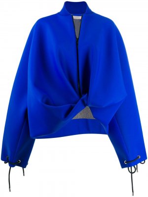 Куртка-бомбер оверсайз асимметричного кроя Nina Ricci. Цвет: синий