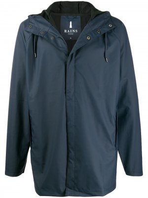 Короткое пальто с капюшоном Rains. Цвет: синий